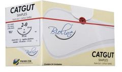 Fio de Sutura Catgut Simples 0 AG 3/8 CIL 3,0 75CM c/ 24 uni - Bioline - Todos os Tamanhos 