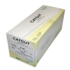 Fio de Sutura Catgut Simples 0 AG 3/8 CIL 3,0 75CM c/ 24 uni - Bioline - Todos os Tamanhos 